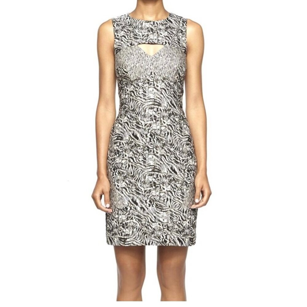 Sexy Nicole Miller Zebra Gold/Black Metallic Cocktail Dress, Size 4